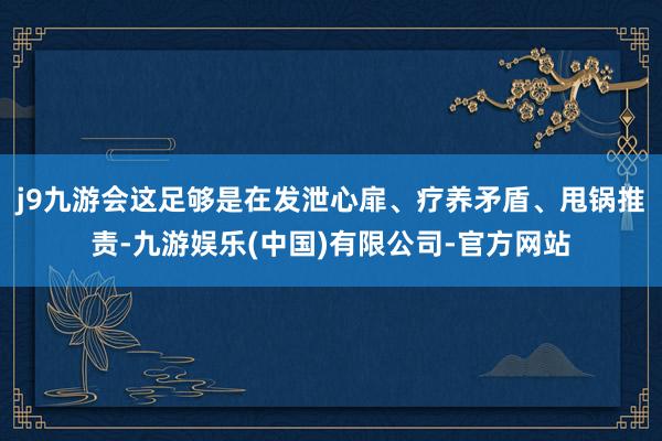 j9九游会这足够是在发泄心扉、疗养矛盾、甩锅推责-九游娱乐(中国)有限公司-官方网站